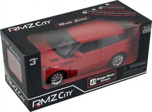 RMZ City Машина металлическая 1:32 Range Rover Evoque, инерционная, красный матовый цвет (554008М(А))
