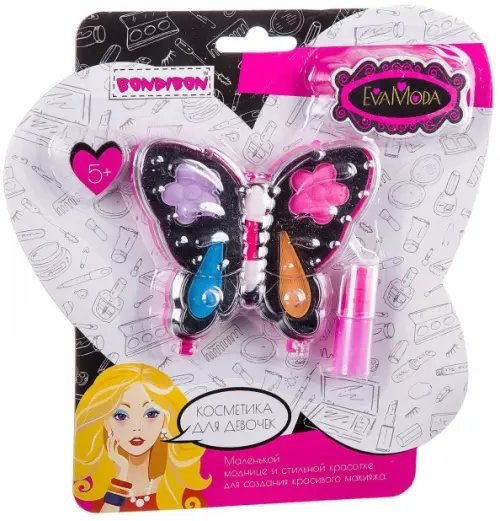 Косметика EvaModa для девочек Набор детской декоративной косметики "Бабочка" (тени, помада) (ВВ2241)