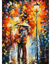 Живопись на холсте Поцелуй под дождем