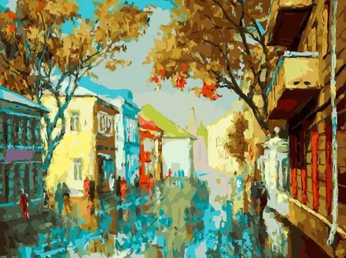 Живопись на холсте. Городское утро Живопись на холсте. Городское утро