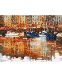 Живопись на холсте. Теплый вечер в Онфлере