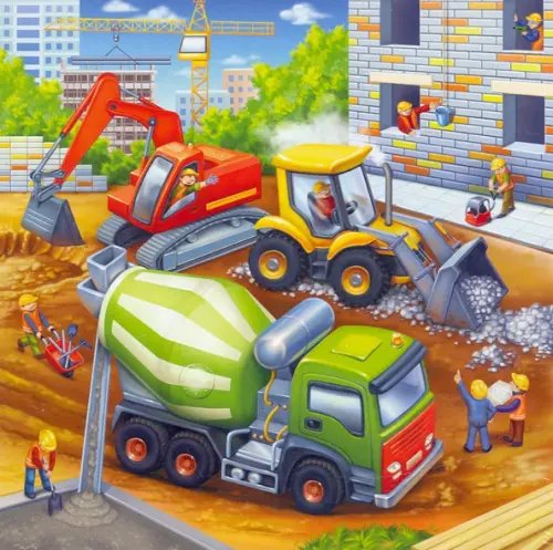 Пазл фигурный на подложке Пазл фигурный Стройка, 80 деталей