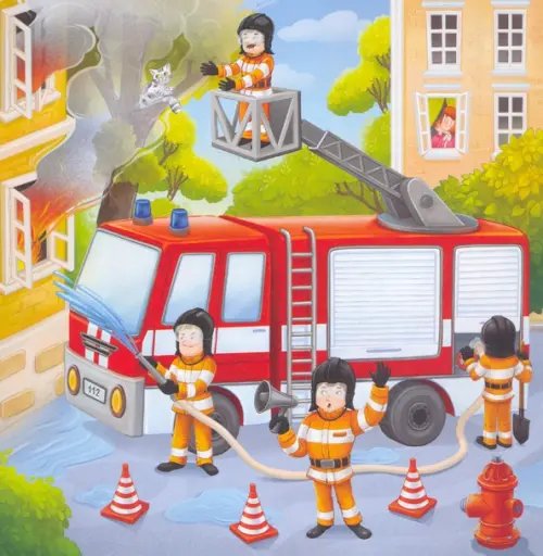 Пазл фигурный на подложке Пазл фигурный Пожарная машина, 45 деталей