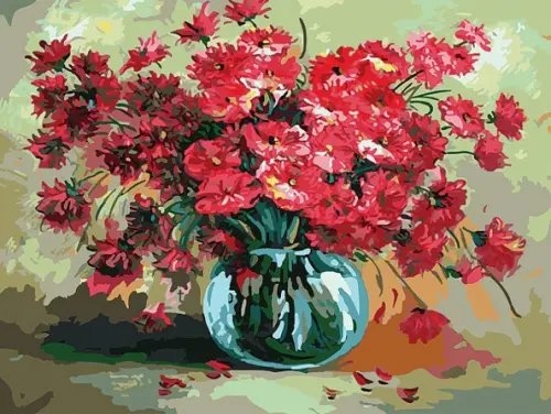 Живопись на холсте. Праздничный букет