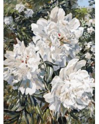 Живопись на холсте. Пионы в саду