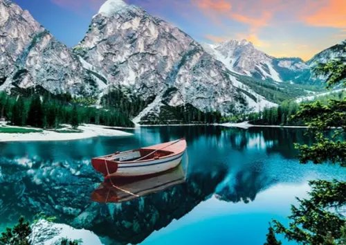 Сверкающие картины Алмазная мозаика с полным заполнением Лодка в горах