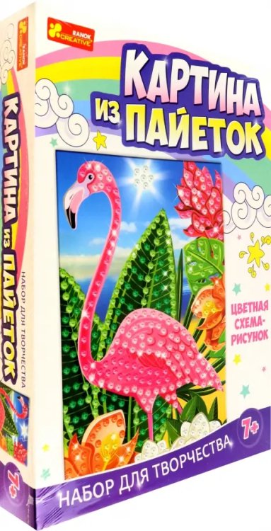 Картина из пайеток. Фламинго Картина из пайеток. Фламинго