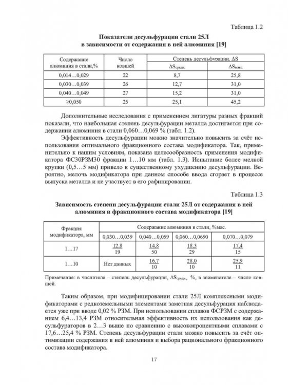 Модифицирование и микролегирование стали для отливок и слитков