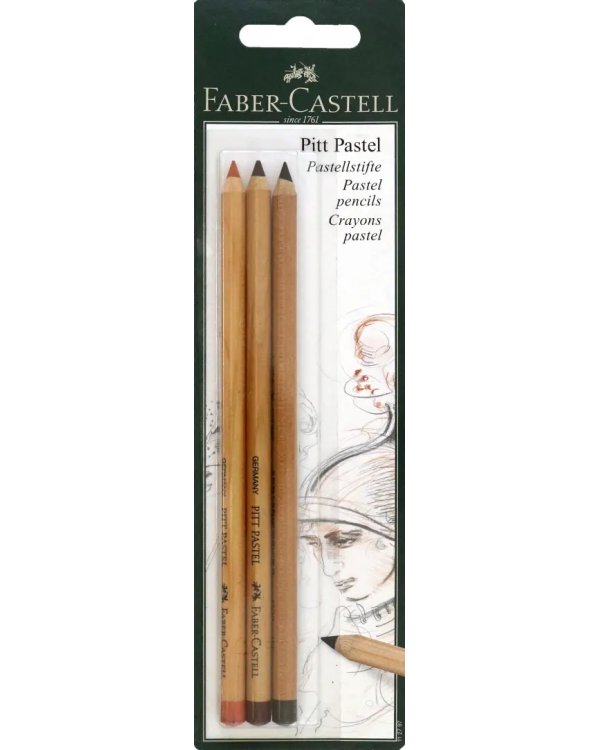 Набор пастельных карандашей Pitt Pastel, красный/цвет сепии, 3 штуки