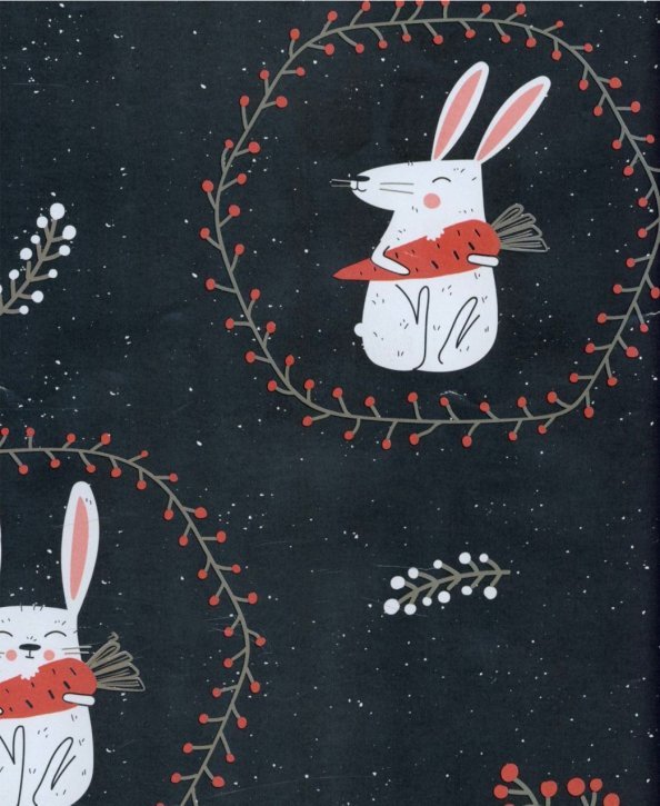Бумага упаковочная Бумага упаковочная. Кролик на черном