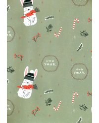 Бумага упаковочная. Кролик на зеленом