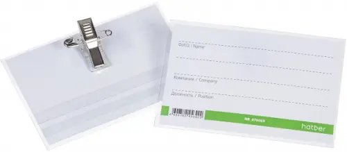 Бейдж пластиковый Eco, горизонтальный, с клипом и булавкой Бейдж пластиковый Eco, горизонтальный, с клипом и булавкой