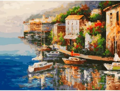 Живопись на холсте. Городской причал Живопись на холсте. Городской причал