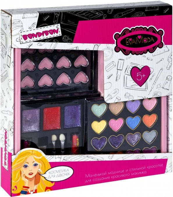Косметика EvaModa для девочек Набор детской декоративной косметики. Косметичка-квадрат