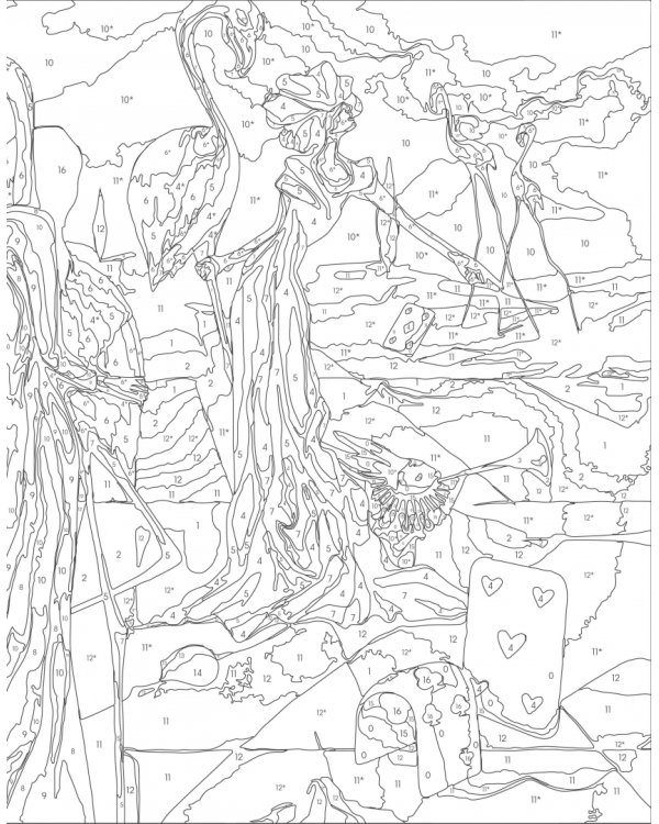 Большая раскраска по номерам Сказки в стиле великих художников