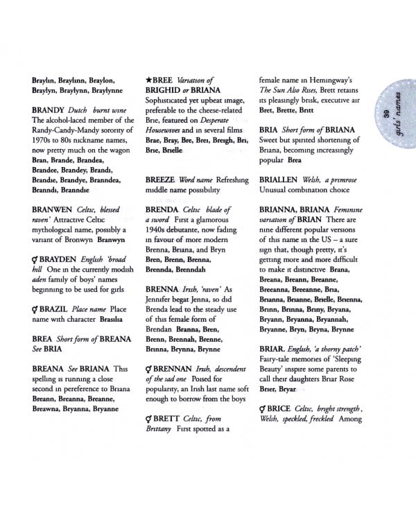 The Brilliant Book Of Baby Names. What's Best, What's Hot and What's Not