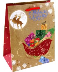 Пакет новогодний ламинированный, крафт