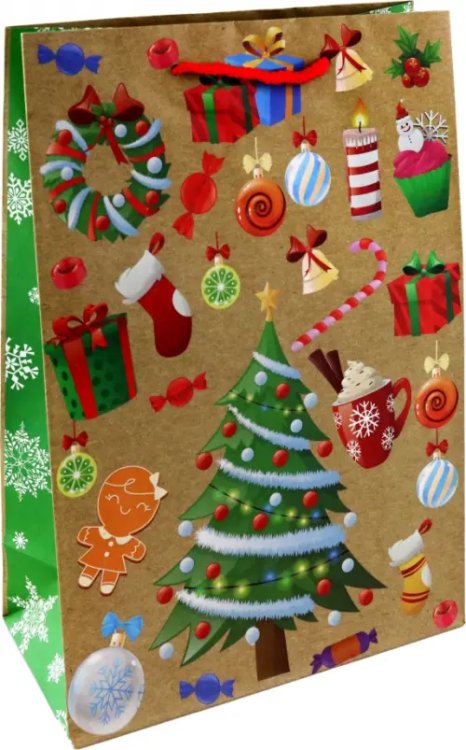 Новогодние подарочные пакеты Пакет новогодний ламинированный, крафт