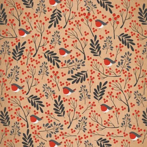 Упаковочная бумага новогодняя Бумага Снегири