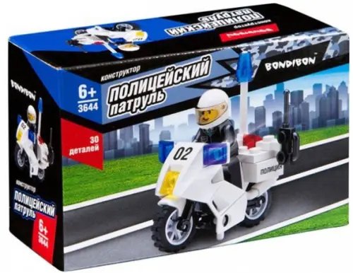 Конструкторы и мозаики Bondibon Конструктор. Полицейский патруль. Мотоцикл, 30 деталей