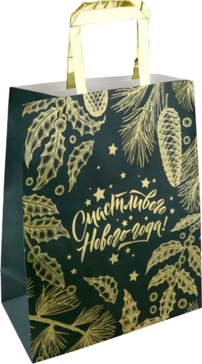 Бумажные пакеты новогодние Пакет из крафт-бумаги Чудесный Новый год
