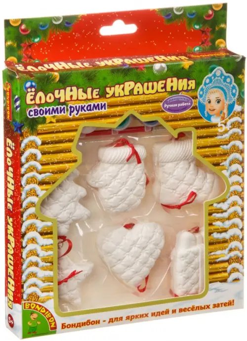 Керамические елочные украшения Bondibon Набор для творчества "Елочные украшения" (ВВ3728)