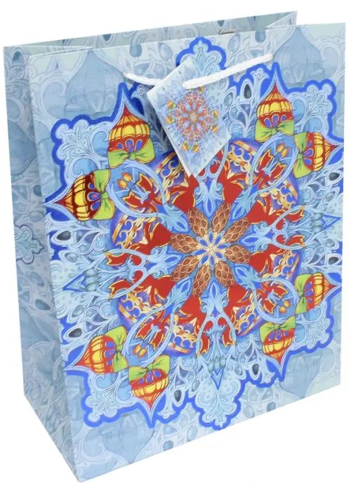 Бумажные пакеты новогодние Пакет бумажный 26х32.4х12.7 см "Калейдоскоп" (75371)