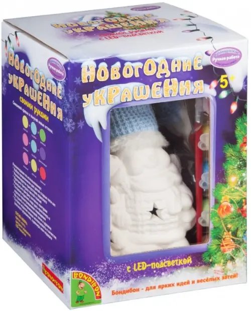 Керамические cувениры Bondibon Набор для творчества. Новогодние украшения. Сувенир Снеговик, с подсветкой