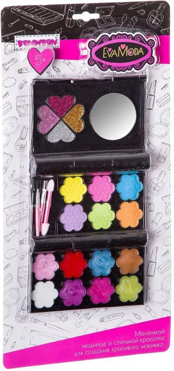 Набор декоративной косметики. Косметичка прямоугольная, черная