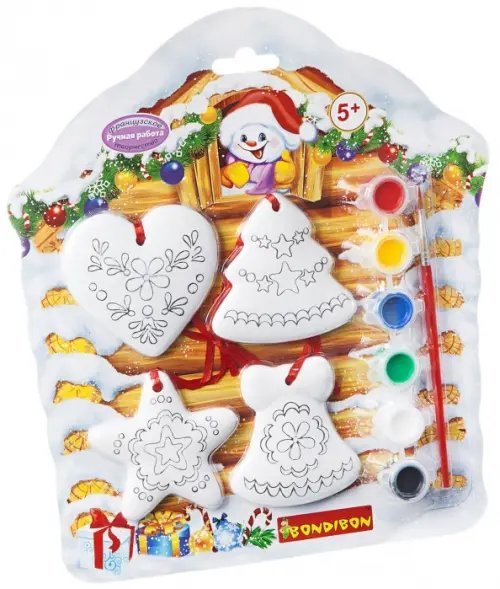 Наборы для творчества Новогодние Bondibon Набор для творчества "Елочные украшения" 4 фигурки (ВВ1572)