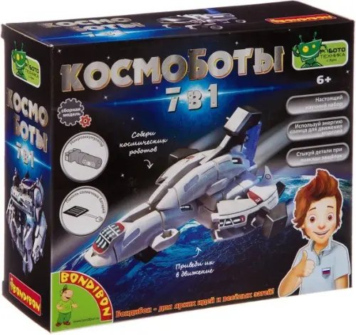 Опыты МЕХАНИКА, КОНСТР-ИЕ,СБОР.МОДЕЛИ Французские опыты. Обучающий набор Космоботы. 7 в 1