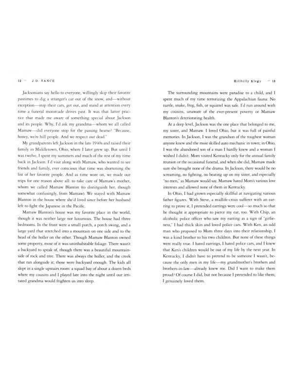 Hillbilly Elegy. A Memoir of a Family and Culture in Crisis