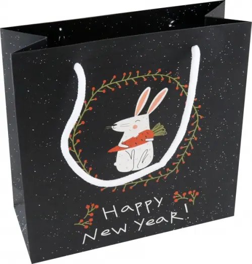 Пакет подарочный, Кролик на черном