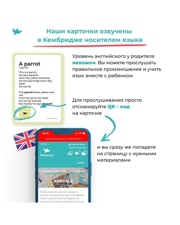 Animals. Карточки по английскому языку с озвучкой