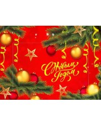 Фоторамка магнитная. Еловые ветки на красном фоне