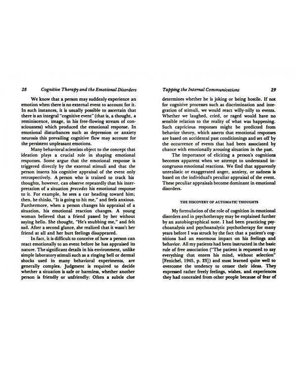 Cognitive Therapy and the Emotional Disorders