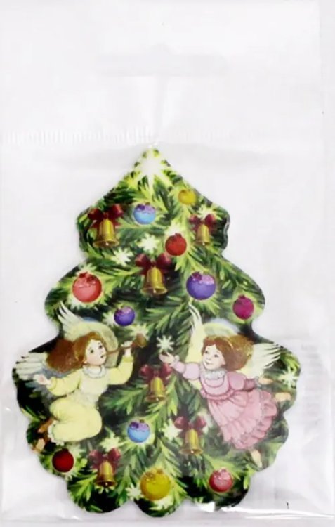 Новый Год Магнит мягкий. Ёлка с ангелами