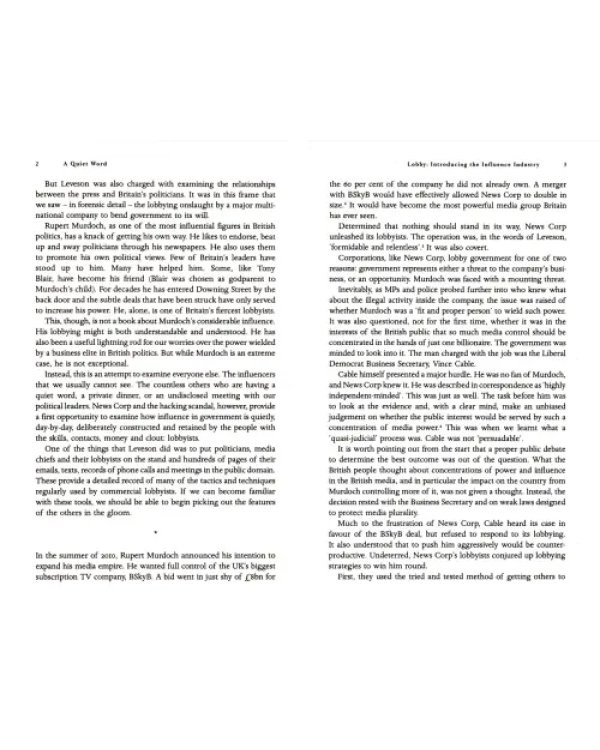 A Quiet Word. Lobbying, Crony Capitalism and Broken Politics in Britain