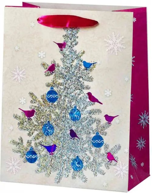 Бумажные пакеты новогодние Пакет бумажный. Серебряная ель