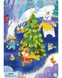 Пазл в рамке. Зверята на коньках