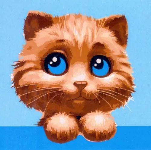 Холсты с красками для рисования по номерам Холст с красками для рисования по номерам. Маленький любопытный котик