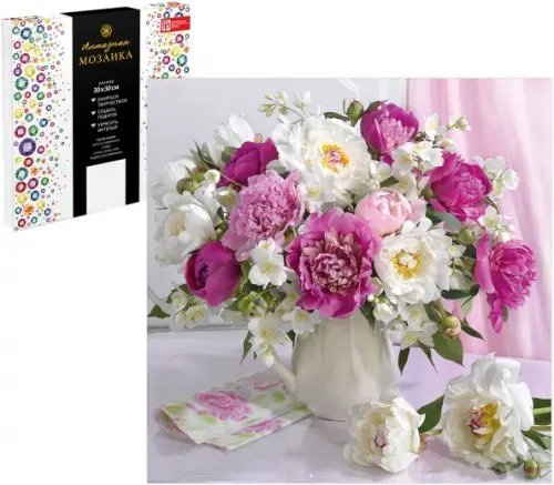 Набор для творчества Алмазная мозаика Алмазная мозаика Весенние пионы, 30х30, с подрамником