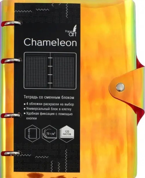 Тетрадь на кольцах Chameleon, 120 листов, оранжевая, с магнитной застежкой