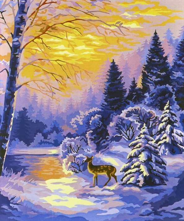 Рисование по номерам на холсте "Русская живопись" Рисование по номерам Декабрьское утро, 40х50 см