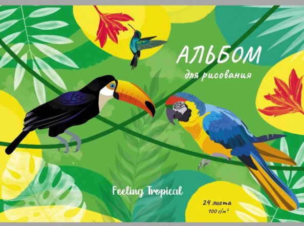 Альбом для рисования Тропические птицы, 24 листа