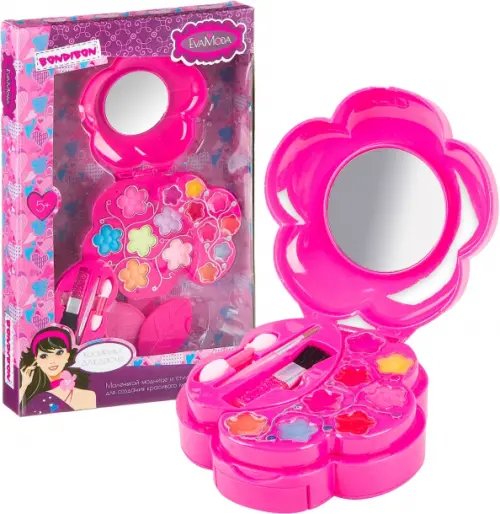 Косметика EvaModa для девочек Набор детской декоративной косметики. Косметичка-цветок
