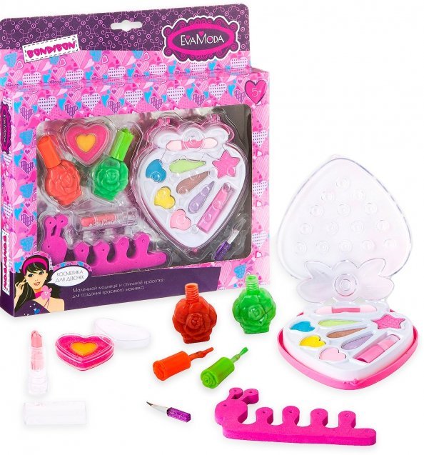 Косметика EvaModa для девочек Набор детской декоративной косметики, лак для ногтей