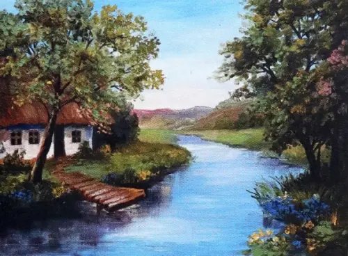 Алмазные узоры Алмазные узоры. Речка в деревне