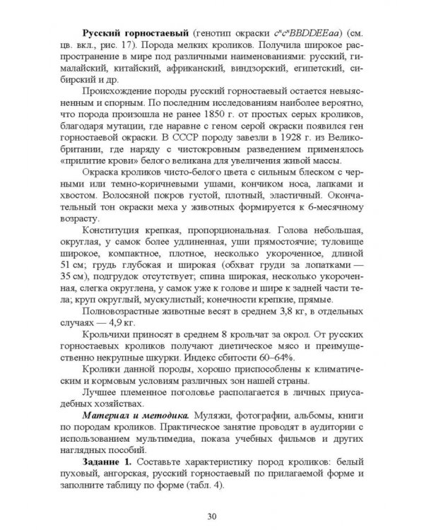 Технологии производства продуктов кролиководства. Практикум