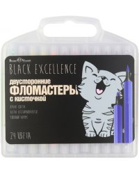 Фломастеры-кисточки двусторонние, 24 цвета, в ассортименте